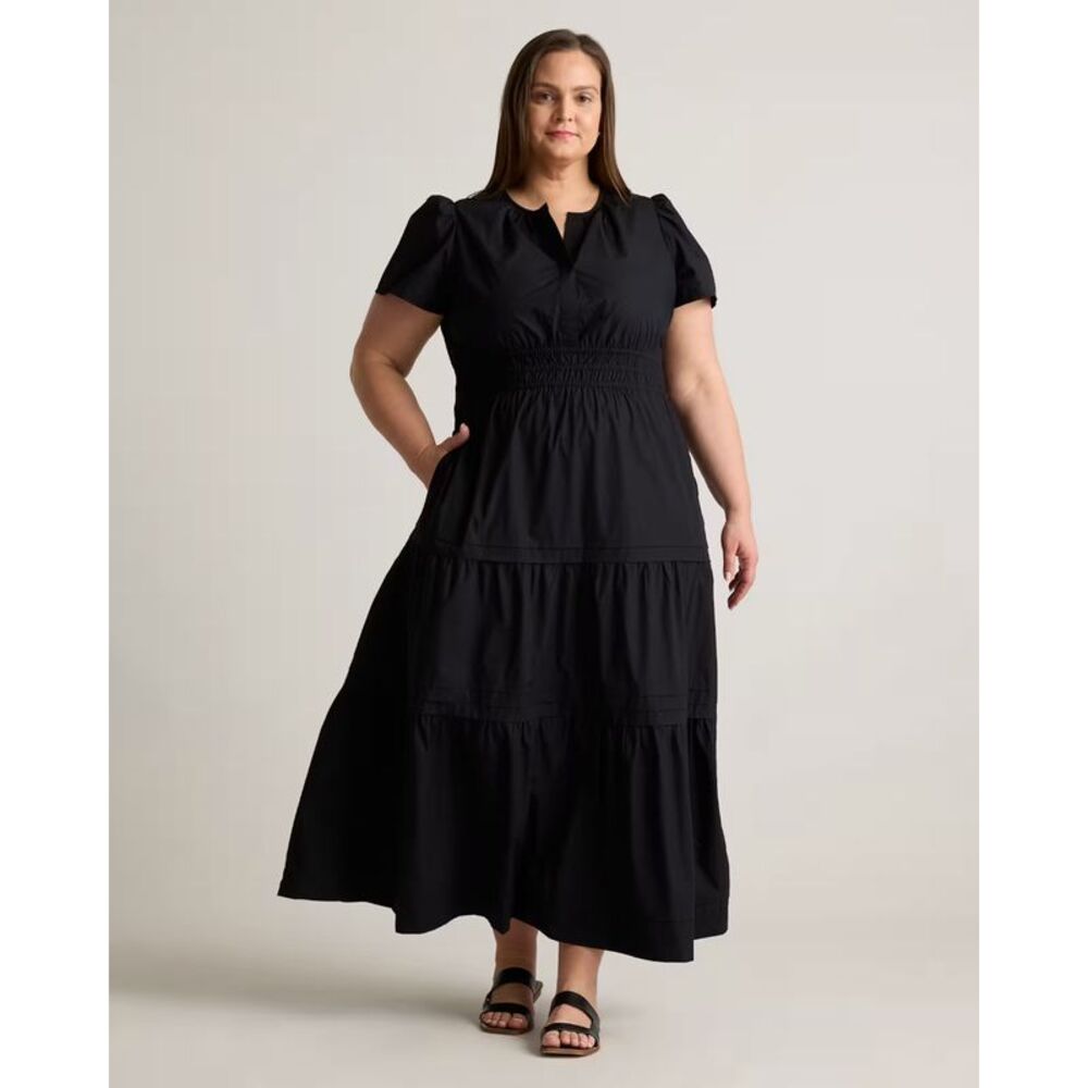 NWT Quince Black Poplin Tiered Maxi Dress – Size 1X